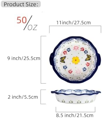 Round Baking Pan,Christmas Pie Pizza Pan, Ceramic Glaze Baking Dish for Cooking, Cake Dinner, Banquet and Daily Use