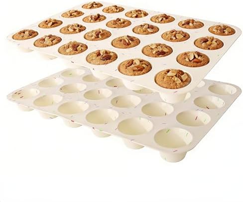 Silicone Mini Muffin Pan, 24 Cup Nonstick Mini Cupcake Pan 2Pcs