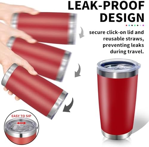 HAOLI 1 Pack 20oz Stainless Steel Tumbler with Lid/Red