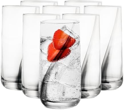16 Oz Ascent Black Ribbon Drinking Glasses Set of 8
