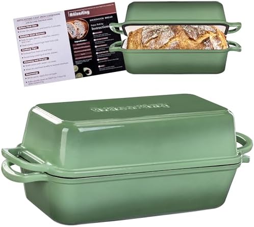 Cast Iron Loaf Pan with Lid, 11x5 Inch 5.8 Qt Sourdough Pan