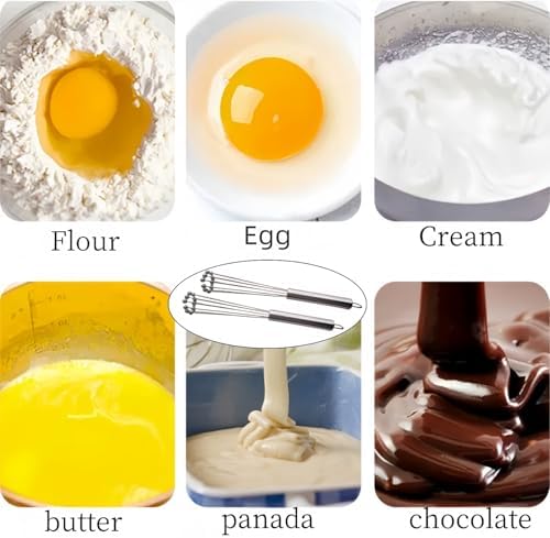 2 PCS 10.23inch Stainless Steel Ball Whisks,Durable Manual Egg Beater, Dishwashable Kitchen Whisk,Cream whisk, kitchen baking tool