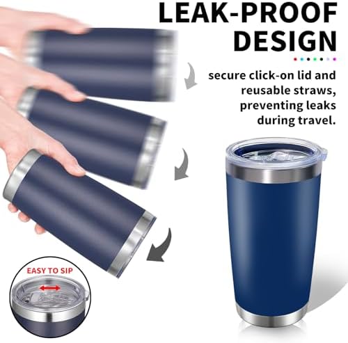 HAOLI 1 Pack 20oz Stainless Steel Tumbler with Lid/Dark-Blue