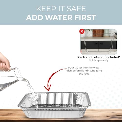 Alpha Living 6 Pack Refill Kit - Disposable Chafing Dish Buffet Set, Welded Body Food Warmers for Parties, Fuel Cans, Half Size Pans, Warming Trays