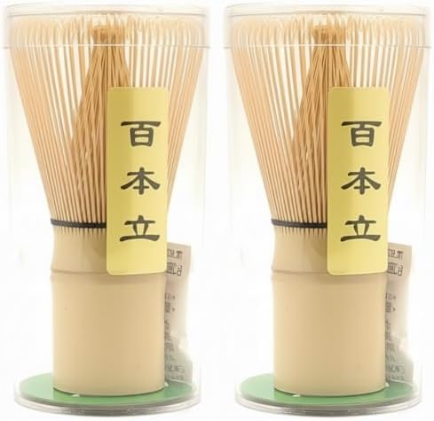 Matcha Whisk 2-Pack - Handcrafted Bamboo Chasen Set, 100-Prong Traditional Japanese Stirrer for Authentic Matcha Tea Preparation