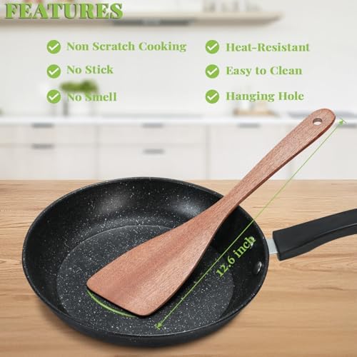 MORGLES 3Pcs Wooden Spatula Set, Long Handle for Nonstick Pans Cooking