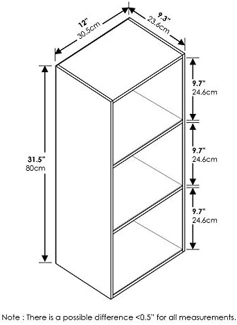 Furinno LUDER Book Shelf, 3-Cube Bookshelf, Bookcase with Open Shelves, 9.3 x 12 x 31.5, Easy Assembly, for Living Room, Bedroom, Home Office, White/Light Blue