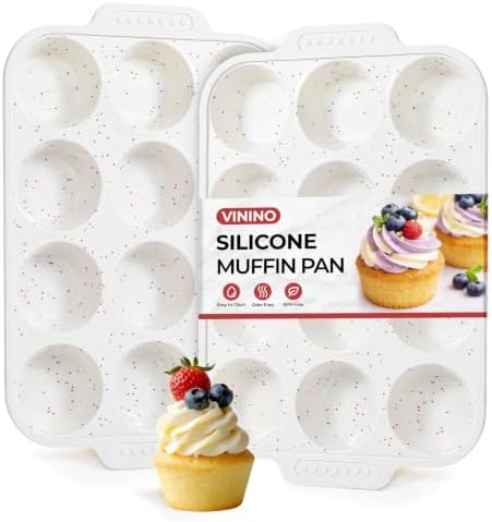 Vinino Silicone Muffin Pan with Reinforced Frame, Nonstick Cupcake Pan