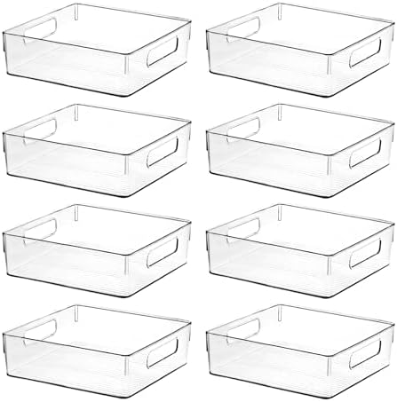 Clear Plastic Storage Bins, Home Bathroom Laundry Room Freezer Refrigerator Pantry Organizers and Storage Containers Fridge Organizer Bins Kitchen Organization Cabinet Medicine Bin for organizing
