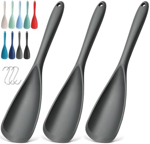 3 PACK Silicone Cooking Spatula & Spoon for Nonstick Cookware, BPA-Free