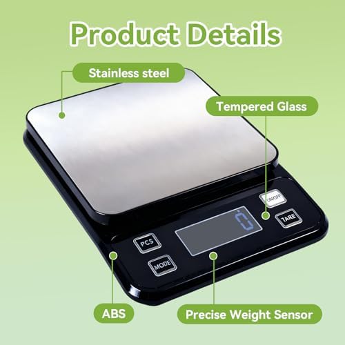 IP67 Waterproof Digital Kitchen Scale, 10kg/22lb Capacity with 0.1g Precision, Kitchen Scales for Food,Rechargeable Battery & 5 Units Conversion for Cooking, Baking - Food Scale