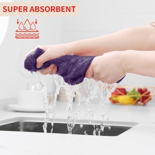 Homaxy 100% Cotton Waffle Weave Kitchen Dish Cloths 18-Pack, Eggplant