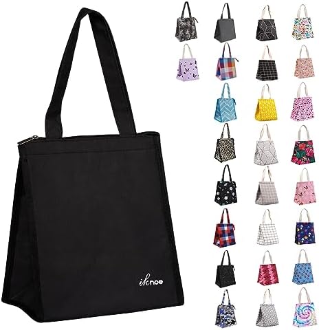 iknoe 9L Insulated Lunch Bag for Men & Women, Leak-Resistant Plainblack