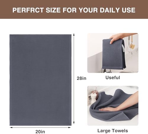 Homaxy 100% Cotton Oversized Waffle Weave Kitchen Towels 4-Pack, Dark Grey