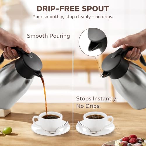 Thermal Coffee Carafe for Keeping Hot – 68OZ Insulated Camping Coffee Pot