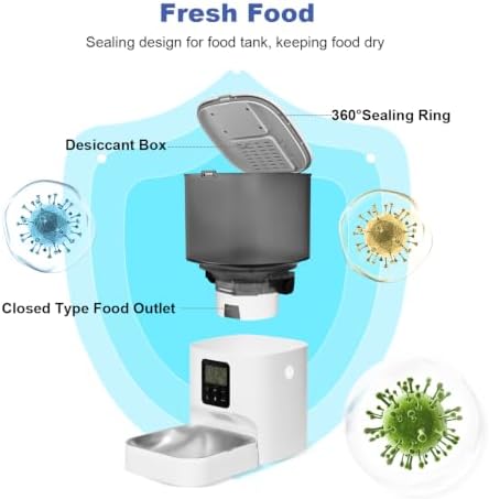 Automatic Cat Feeder, 4L Cat Food Dispenser with 10s Voice Recorder, Pet Feeder up to 8 Meals per Day, Timed Dog Feeder with Dry Food Sealed Ring