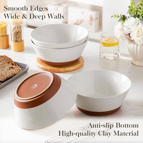 MALACASA Salad Bowls Set of 4, Soup Bowls for Kitchen, 60oz Ceramic Bowl