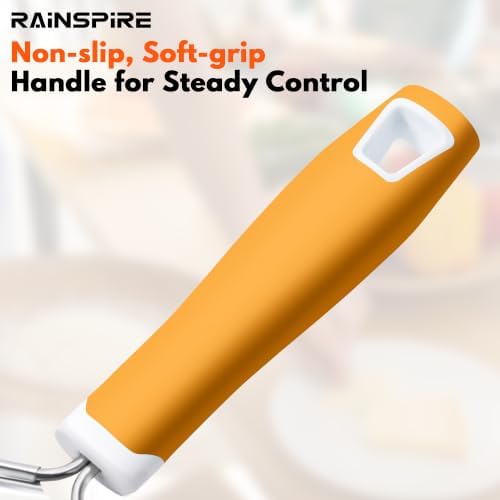 Rainspire Professional Cheese Graters for Kitchen Stainless Steel Handheld, Metal Lemon Zester Grater With Handle For Cheese, Chocolate, Spices, Kitchen Gadgets Tools, Soft Grip Handle (Orange)