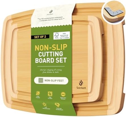 Bamboo Cutting Board Set Non Slip Feet Over Sink Brides Her Wedding Day Bridal Shower Engaged Engagement Hostess Couple Newly Wed House Christmas Married Future Mrs fiancee Unique Cool Gifts