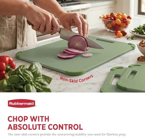 Rubbermaid 3pc Reversible Wheat Fiber Cutting Board Set | BPA Free Non Toxic Cutting Boards for Kitchen – Dishwasher Safe, Non-Slip Corners & Lightweight | For Meat, Veggies & Fruits