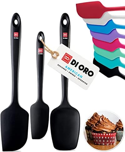 DI ORO Silicone Spatula Set - 600F Heat Resistant, 3-Pc Black