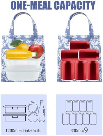 6.75L Small Insulated Lunch Bag, Reusable Cooler Tote Thermal Snack Bag