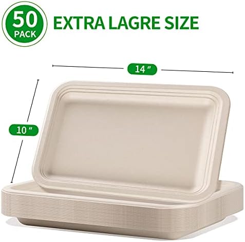 bloomoon 100 Pack 14 Inch Disposable Food Trays for Party Heavy Duty