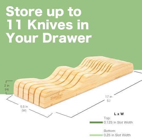 Shenzhen Knives Bamboo In-Drawer Knife Block – 11 Slot, Holds 10-12 Knives