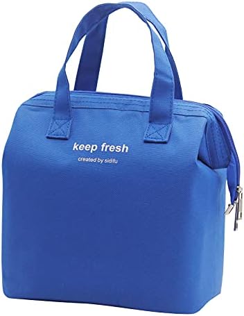 Mziart Insulated Lunch Bag Simple Cooler Cute Lunch Box for Women Men, Blue