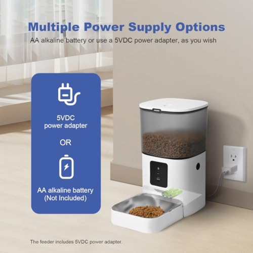 ANDOLL HOME 2.4G Automatic Cat Feeder, 4L WiFi Food Dispenser with 10s Voice Recorder, Pet Feeder up to 10 Meals per Day, Timed Cat Feeder with Dry Food Sealed Ring
