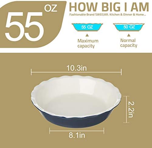 Sweejar Ceramic Pie Pan, 10 Inches Round Baking Dish for Dinner(White)