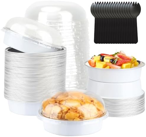 LNYZQUS 8oz Mini Pie Tins with Lids 50 Pack, 4 Inch Individual Cake Pans