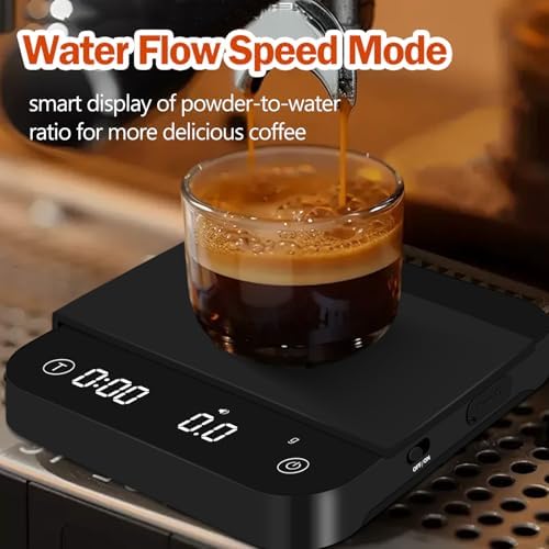 Mini Coffee Scale with Timer Automatic, 0.1g/2000g Rechargeable Precision Espresso Scale