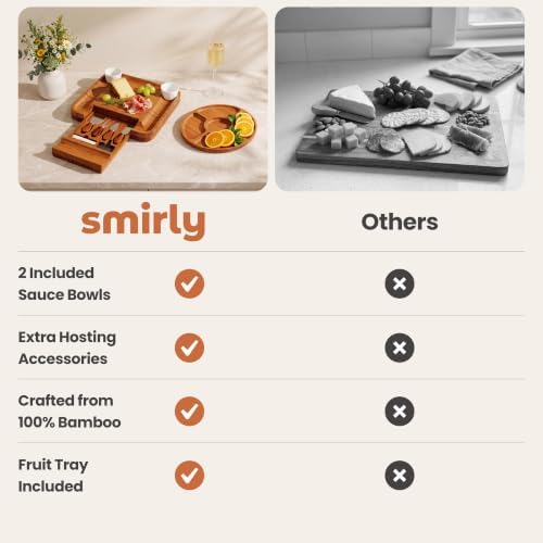 SMIRLY Charcuterie Board Set with Serving Accessories, Bamboo Brown