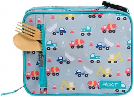 PackIt Freezable Classic Lunch Box, Construction Trucks