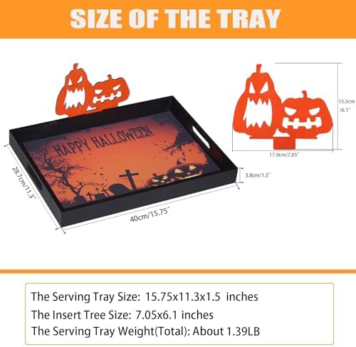 Krismax Halloween Decorations Decorative Serving Trays and Platters Pumpkin Tray - Snacks Bowl Candy Dish - for Breakfast, Lunch, Dinner, Appetizers - Food Tray