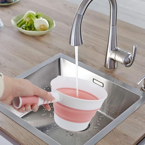 Folding Water Ladle for Bath Collapsible Water Scoop Bath Ladle Pink
