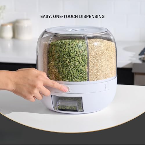 Rotating 6-Compartment Dry Food Dispenser
