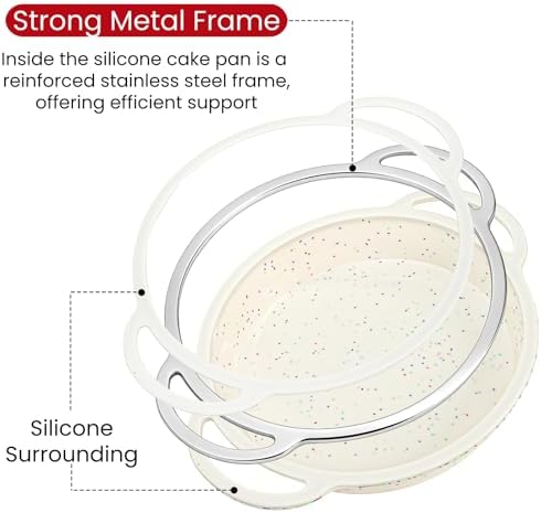 2 Pack 9 Inch Silicone Round Cake Pans, Reinforced Metal Frame