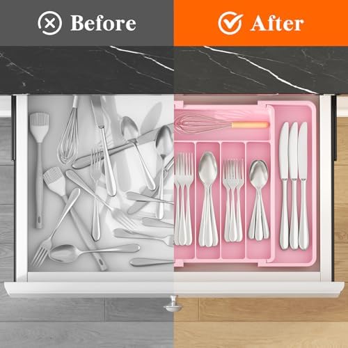 Lifewit Expandable Silverware Drawer Organizer, Kitchen Utensil Tray