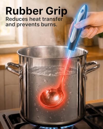 Zulay Kitchen Premium Soup Ladle - 12" Stainless Steel with Non-Slip Silicone Handle