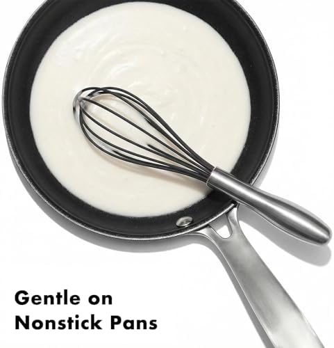 OYV 10-Inch Black Silicone Whisk, Non-Scratch, 18/10 Stainless Steel Handle