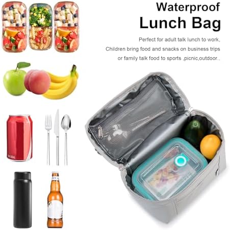 NOL 8L Insulated Lunch Bag for Women, Gray White, Medium(normal)