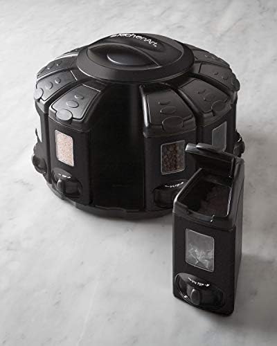 Kitchen Art Select-A-Spice Auto-Measure Pro Carousel 12 Compartments Spice Rack, Black 9.5 x 9.5 x 6.5 inches