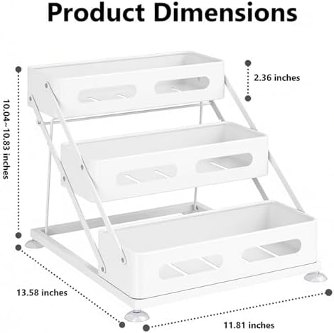 Ceetug 3 Tier Foldable Spice Rack, White