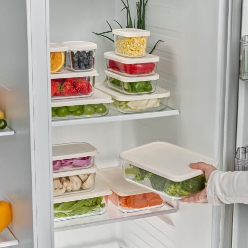 6-Piece Airtight Borosilicate Glass Food Storage Set with Snap Lids in 25.35oz & 40.57oz Mixed Sizes - Vanilla Mist by Container Culture by DuraLiving