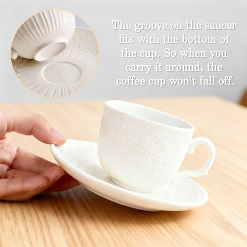 ZAVOOS Set of 6 Tea Cup and Saucer with Spoons, 6 Oz