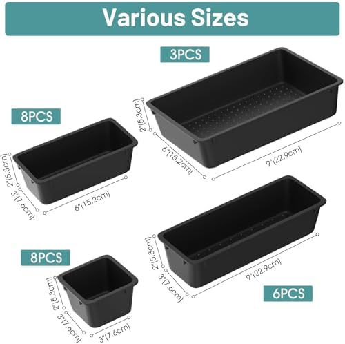 25 PCS Plastic Drawer Organizer Set, Makeup Organizers and Storage Bins