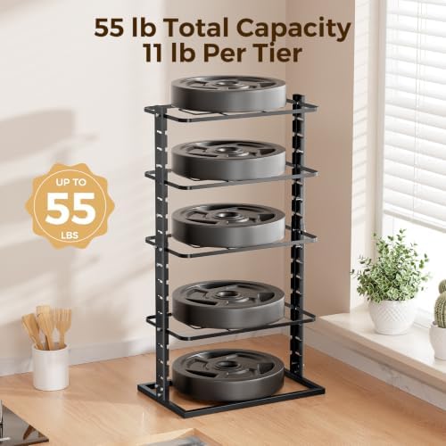 LAMU Pots and Pans Organizer Under Cabinet, 5 -Tier Dual-Pillar Design