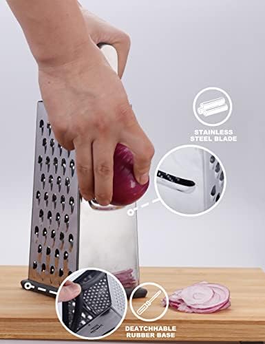 Kaishun Cheese Grater, 4-Sided Box Grater for Cheese, Vegetable & Fruit